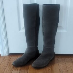 Sole Society Charcoal Gray Suede, Knee High Boots. Heel: 1 in. Shaft High: 16